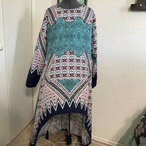 Pink and Blue High-Low Blouse